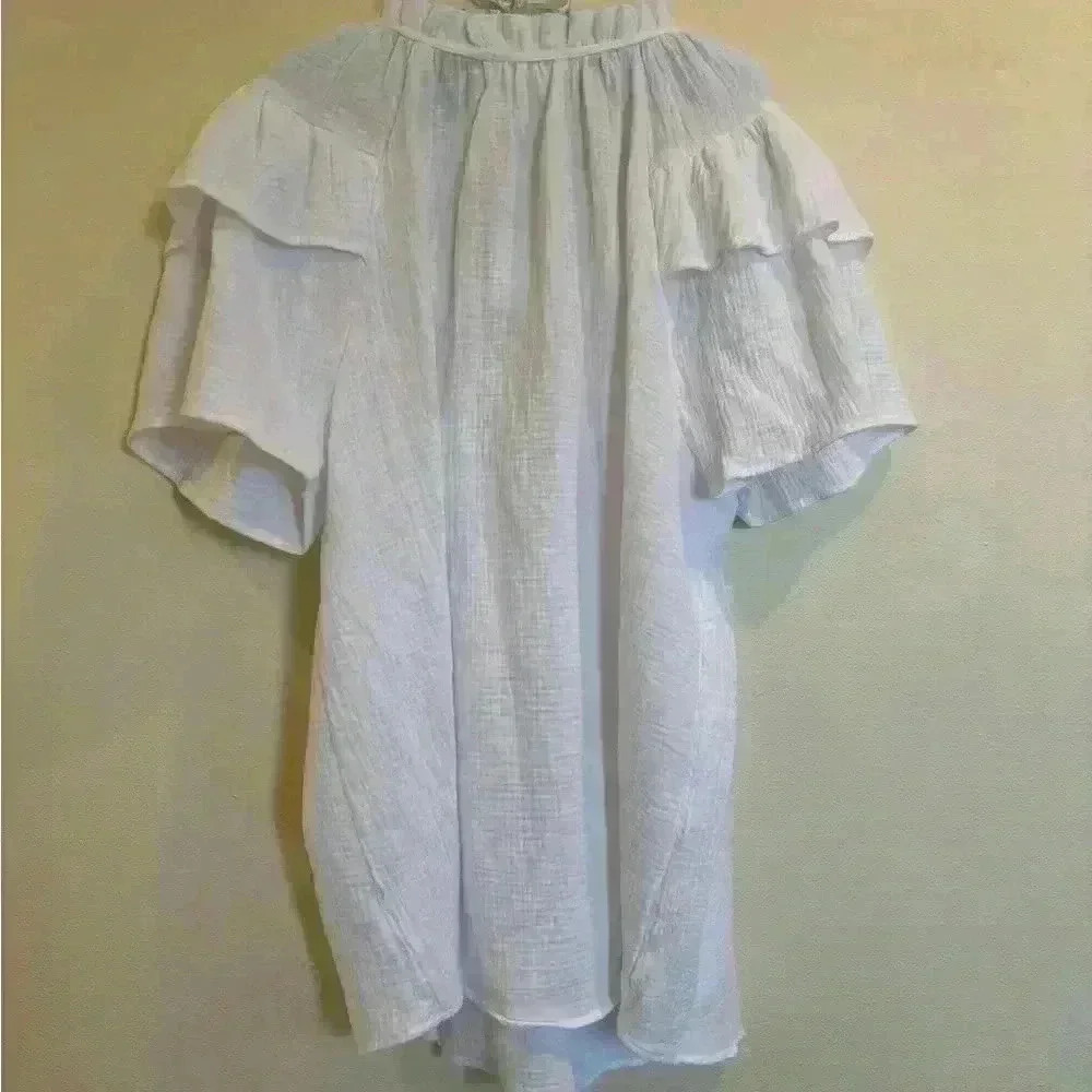 Cynthia Rowley white baby doll style shirt - Picture 2 of 4